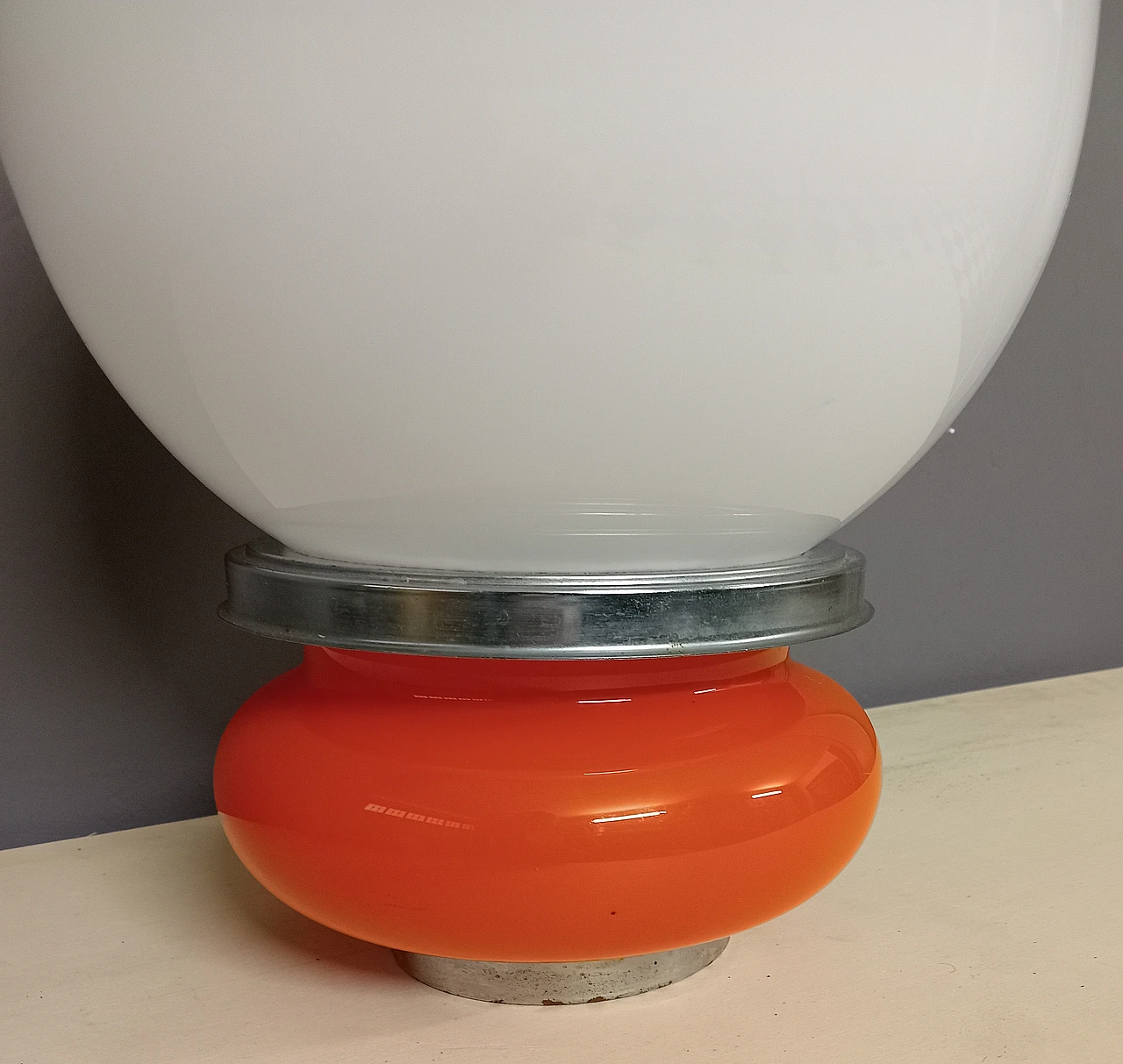 Mazzega orange table lamp, 70s 2