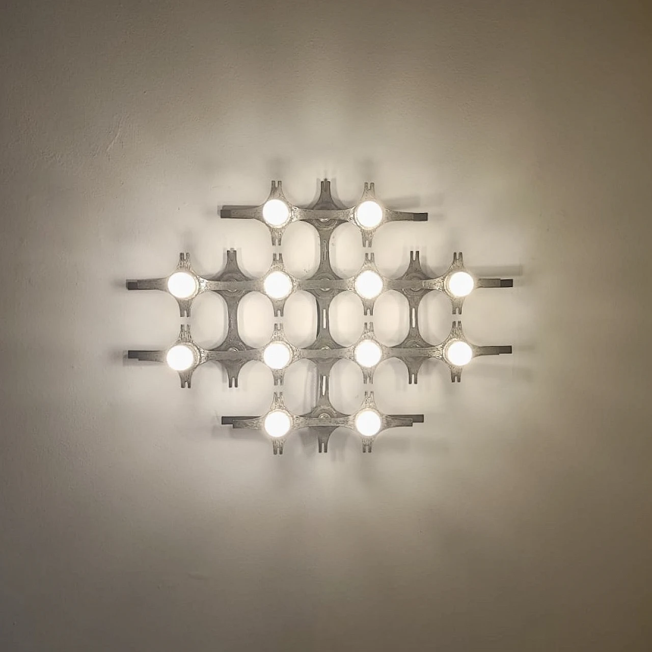 Brutalist wall lamp by Fantoni, 1960s 2