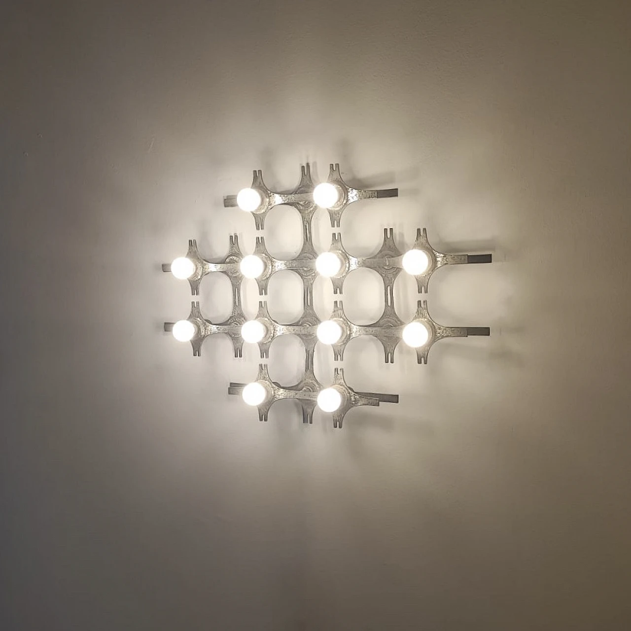 Brutalist wall lamp by Fantoni, 1960s 6