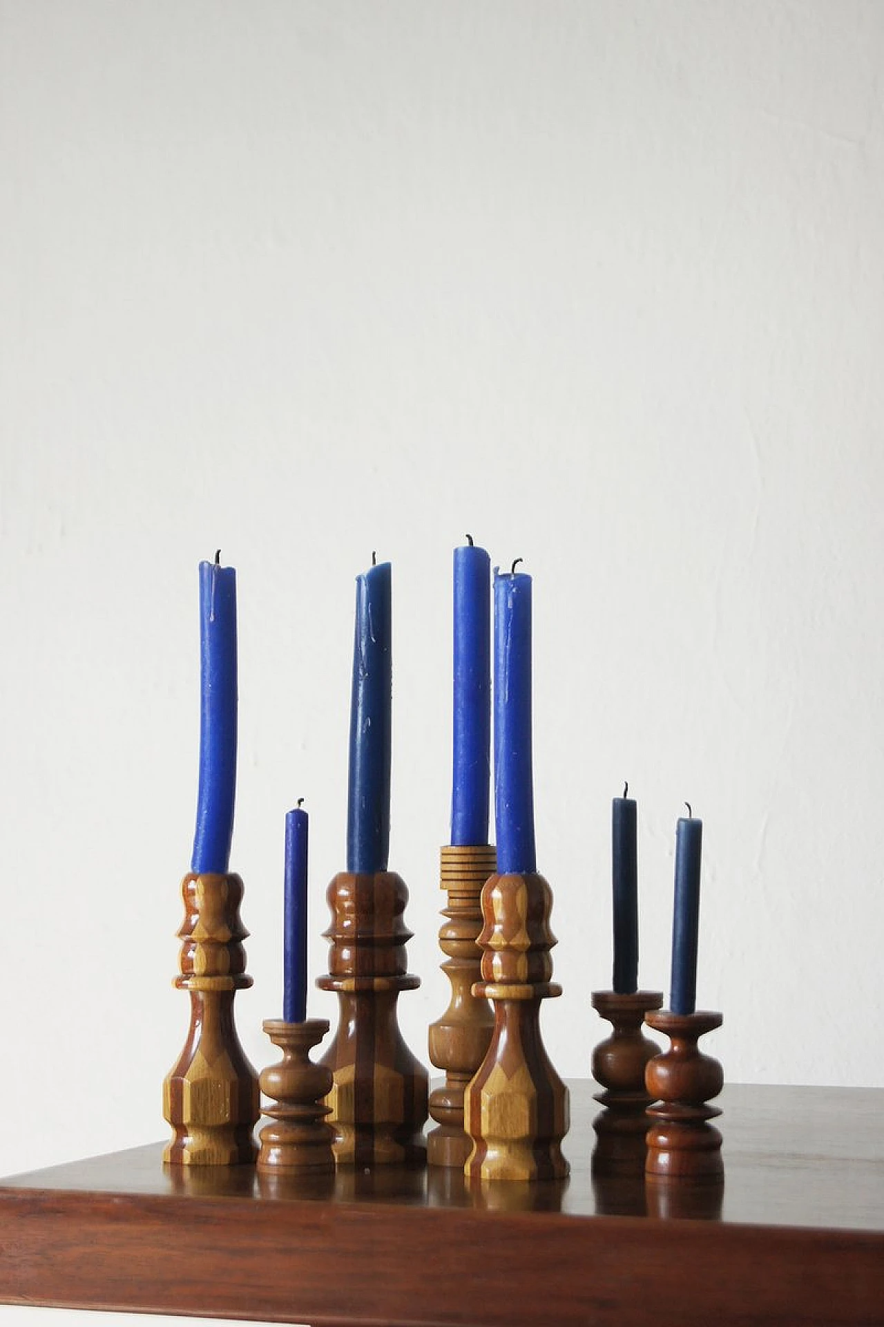 7 Wooden candleholders, 1970s 2