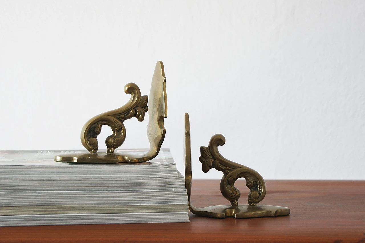 Pair of Mid-Century brass bookends, 1960s 2