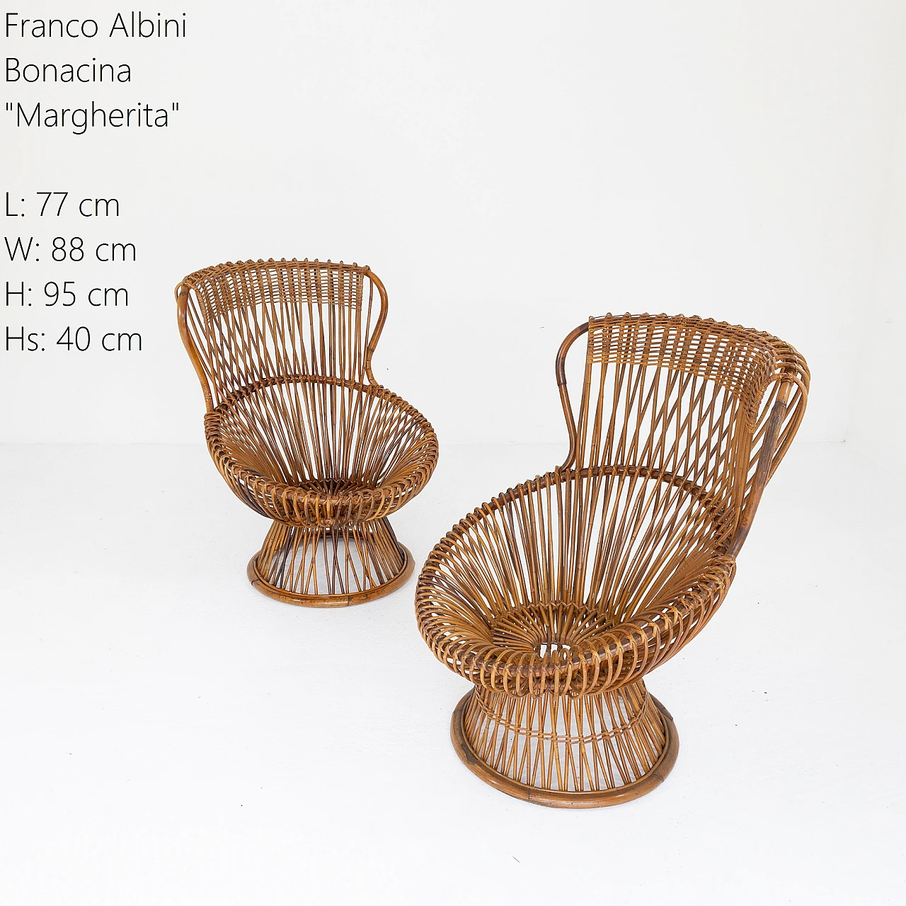 Coppia di poltrone Margherita di Franco Albini, anni '70 1