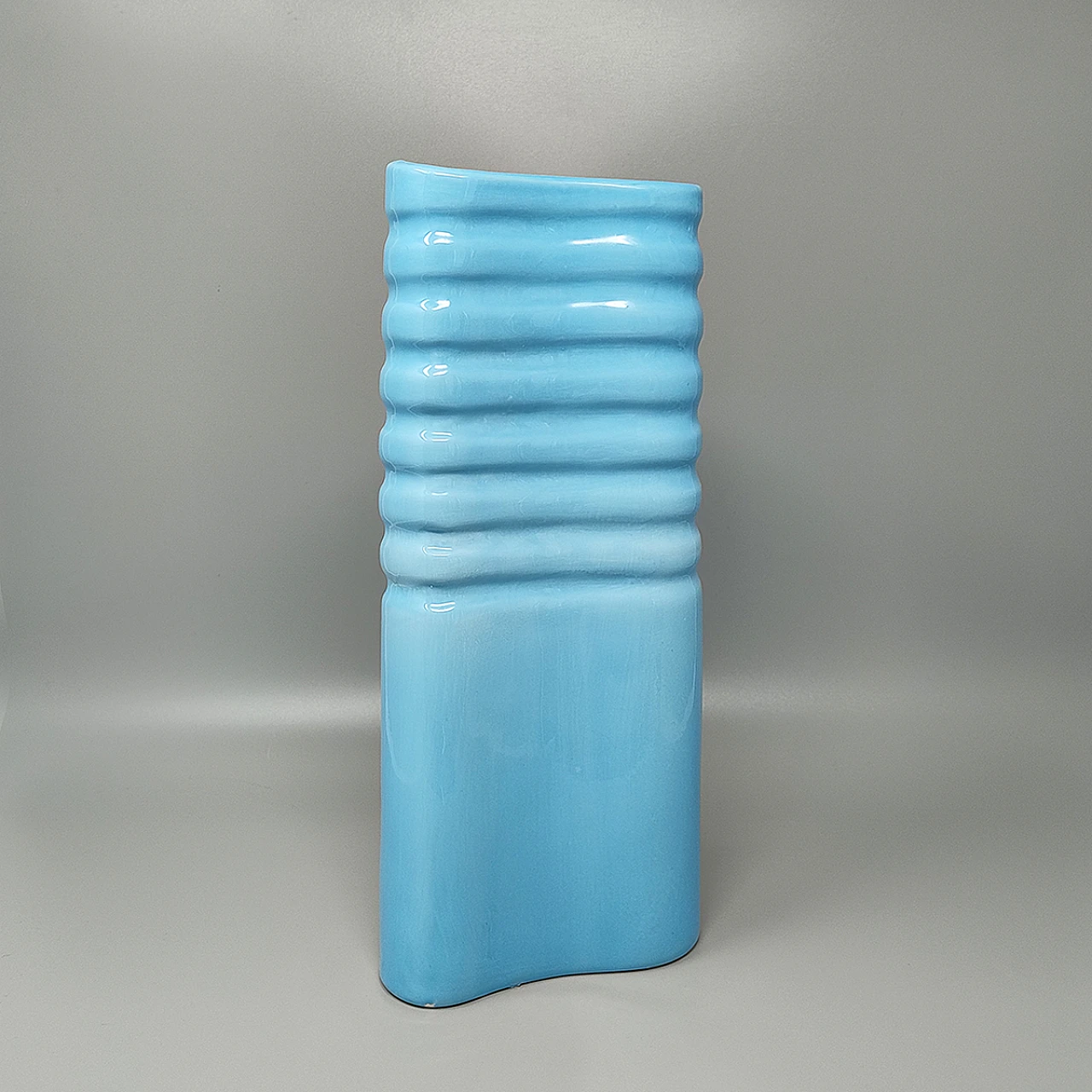 Blue moved vase in Laveno Ceramic, 1960s 2