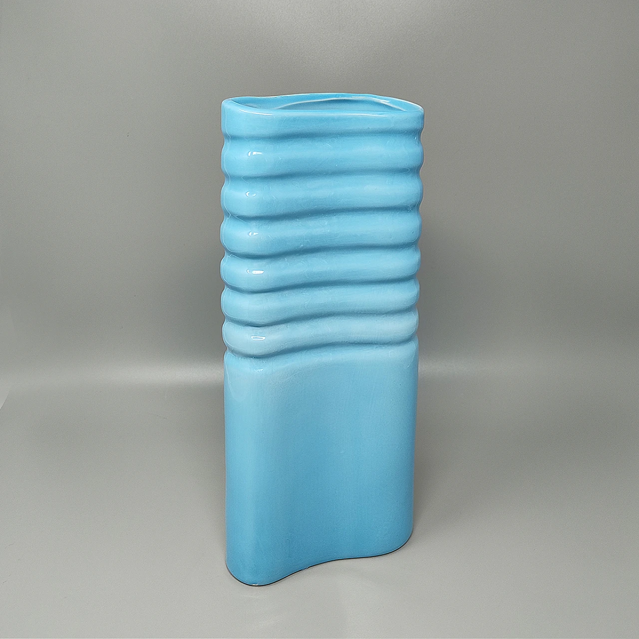 Blue moved vase in Laveno Ceramic, 1960s 3