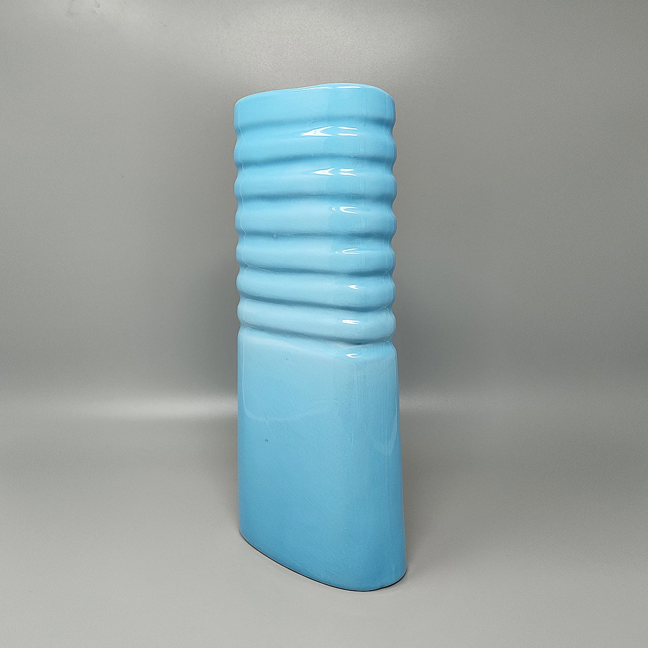 Blue moved vase in Laveno Ceramic, 1960s 5