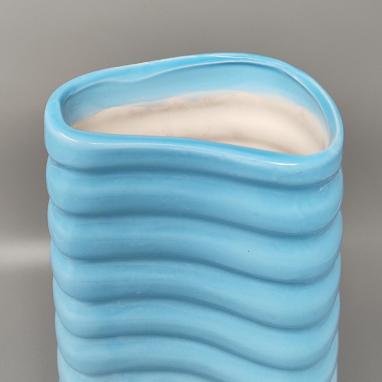 Blue moved vase in Laveno Ceramic, 1960s 6