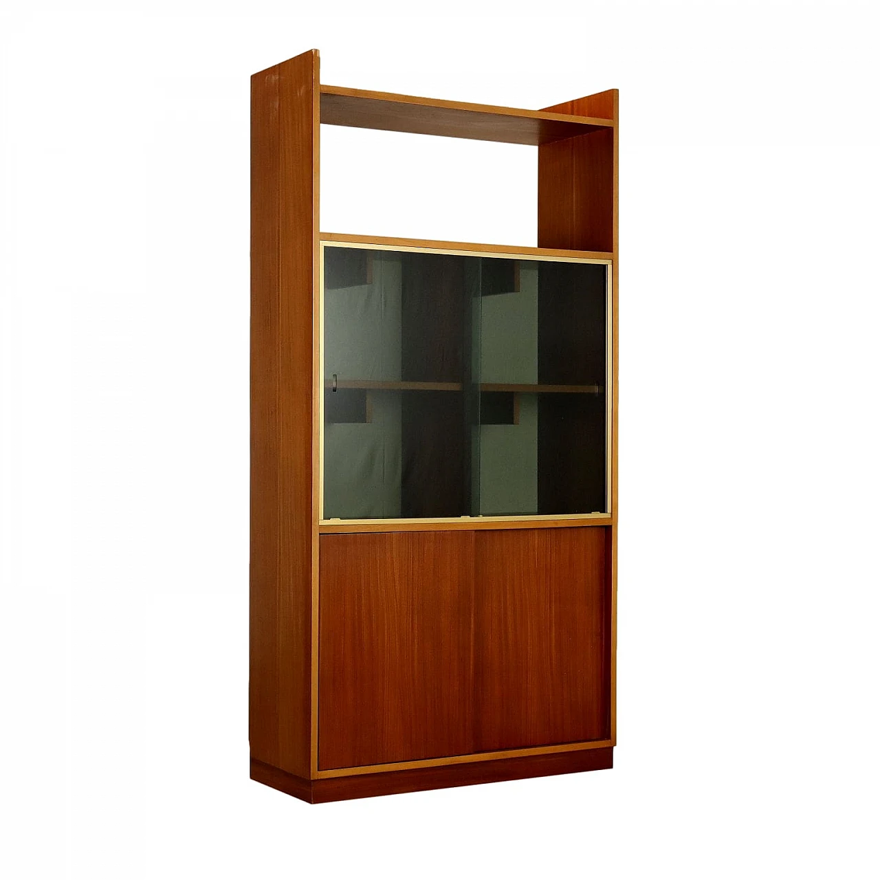 Mahogany veneered cabinet and smoked glass, 1960s 1