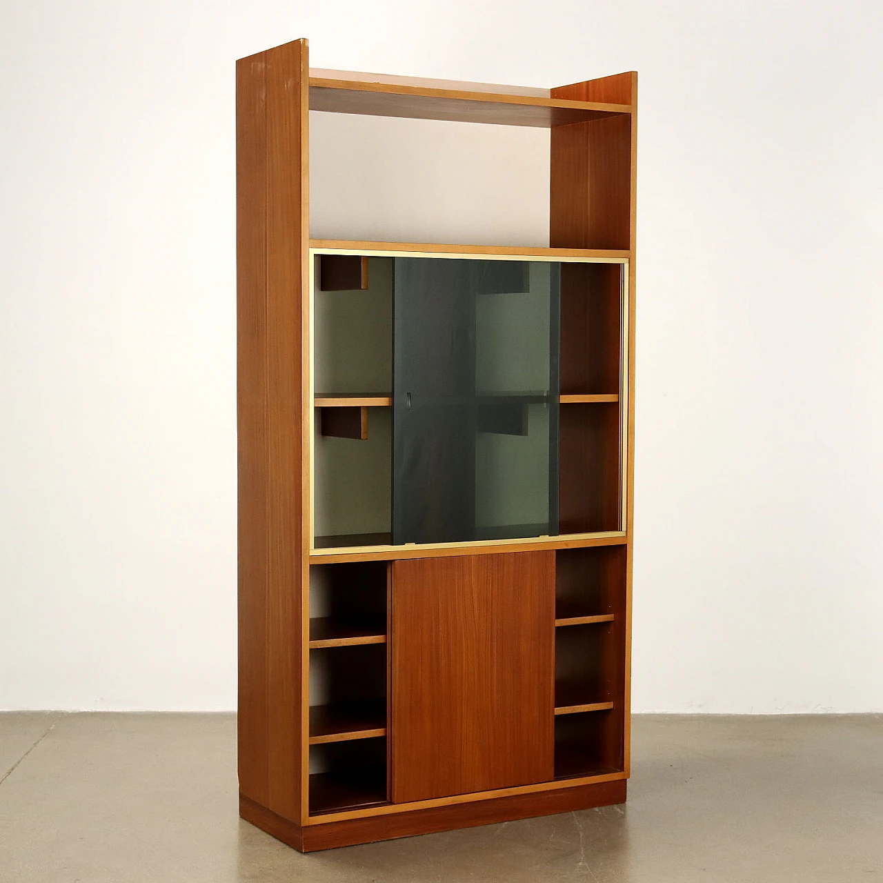 Mahogany veneered cabinet and smoked glass, 1960s 3