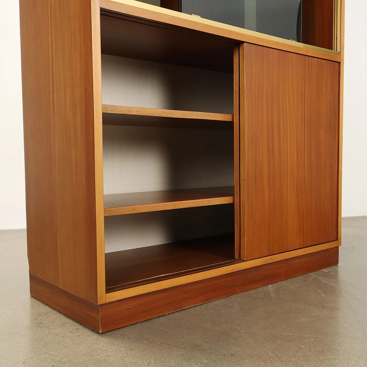 Mahogany veneered cabinet and smoked glass, 1960s 4