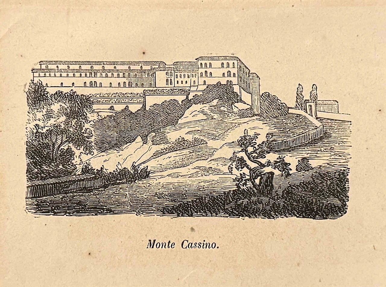 Various Authors, Monte Cassino, Lithograph 19th century 1