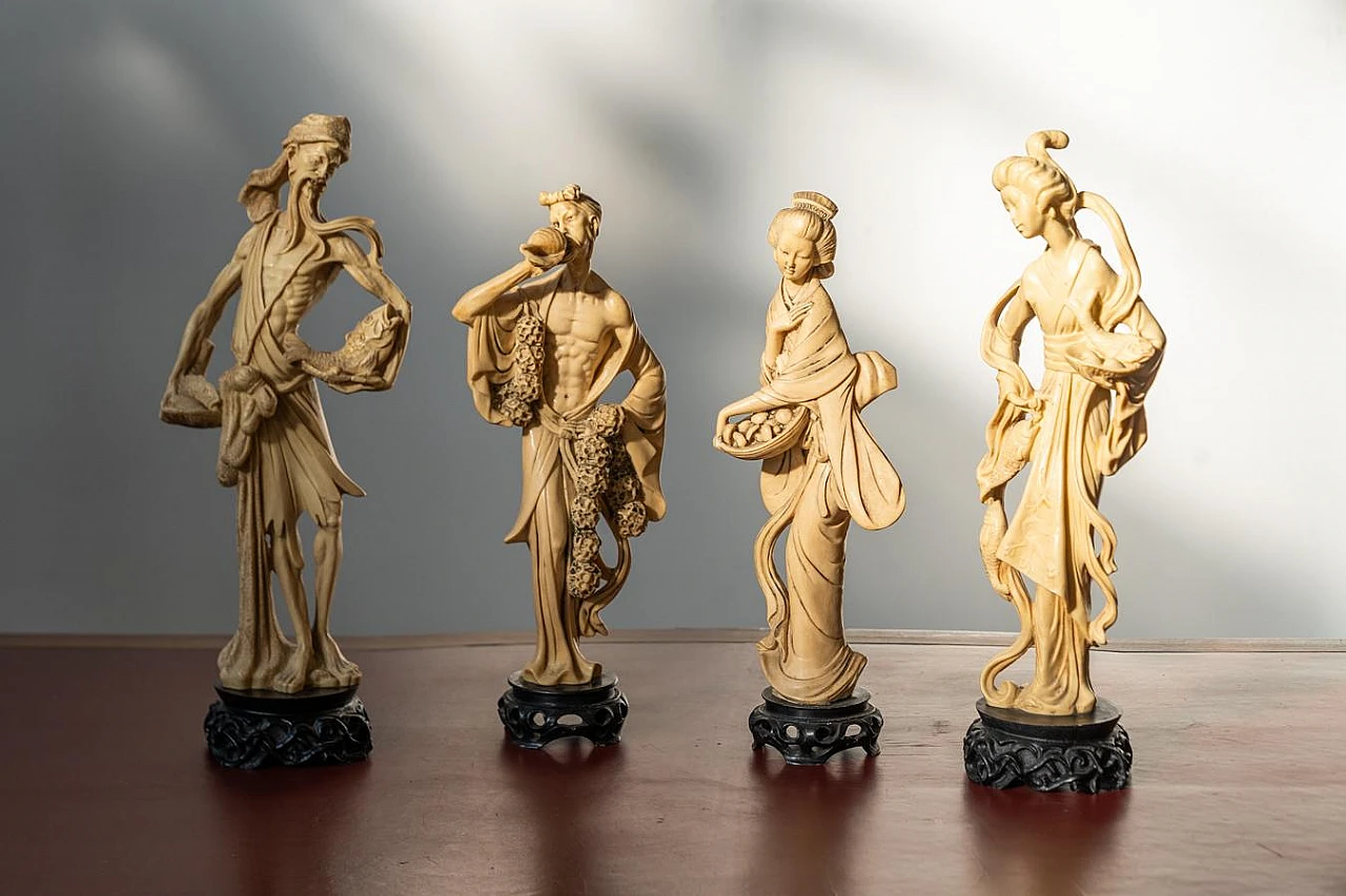 4 Hand-Carved oriental resin sculptures, 1970s 2