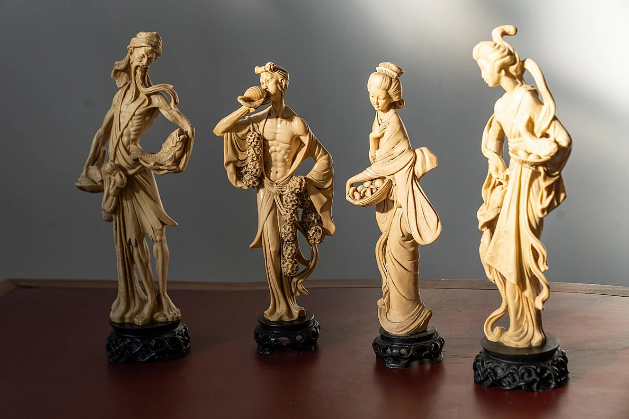 4 Hand-Carved oriental resin sculptures, 1970s 3