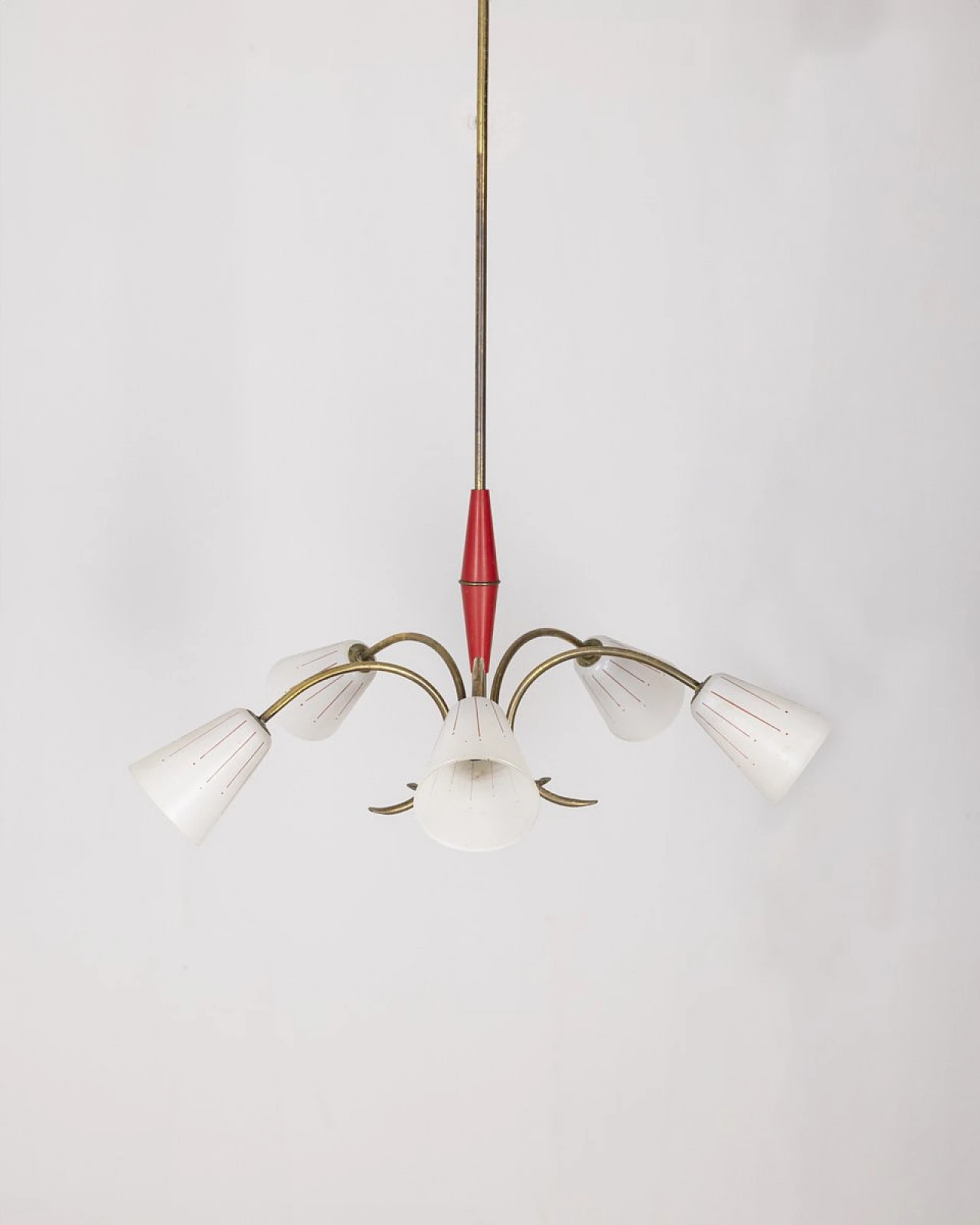 Vintage Italian Pendant Light in Red Metal and Glass, 1960s 1