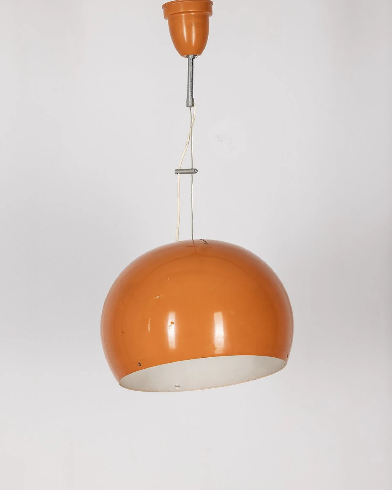 Lampada da soffitto vintage in metallo arancione, Italia, anni '70 1