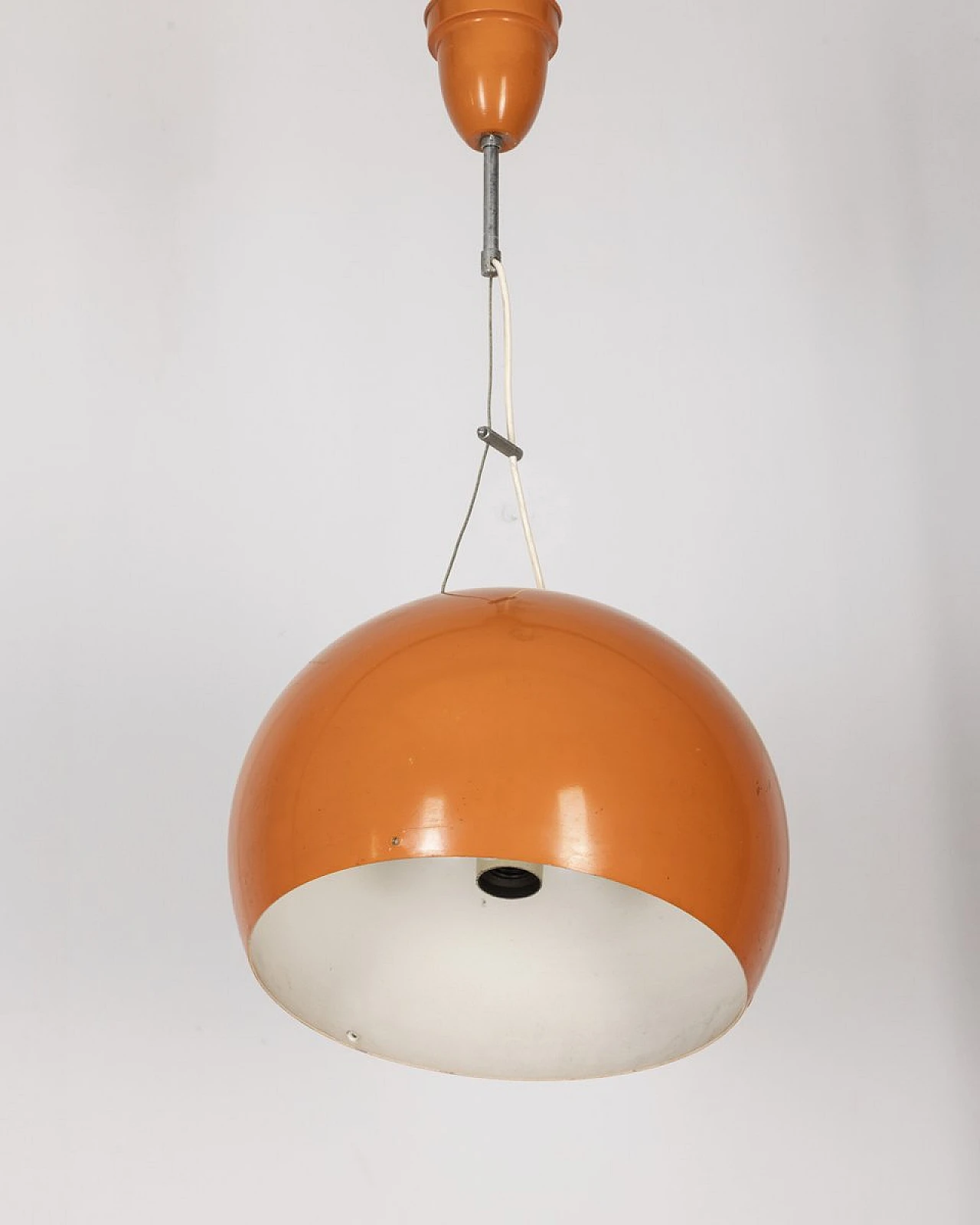 Lampada da soffitto vintage in metallo arancione, Italia, anni '70 2