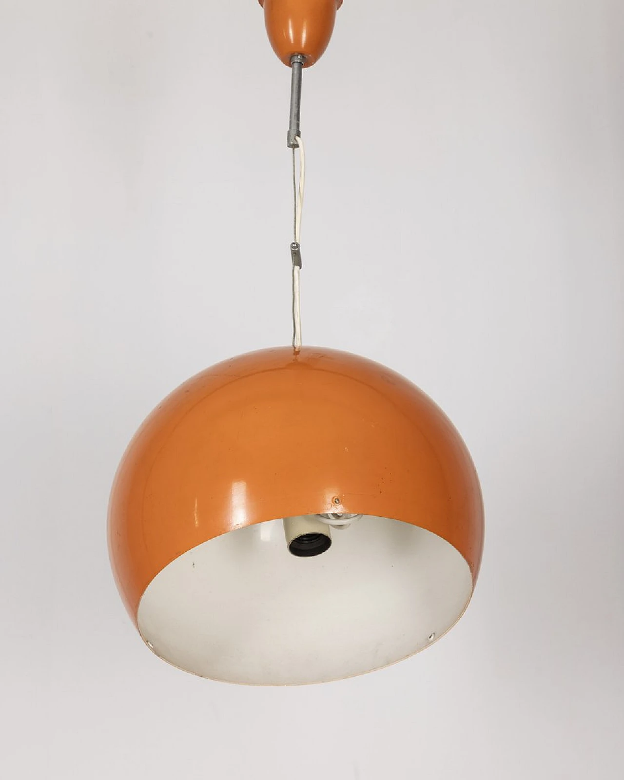 Lampada da soffitto vintage in metallo arancione, Italia, anni '70 3