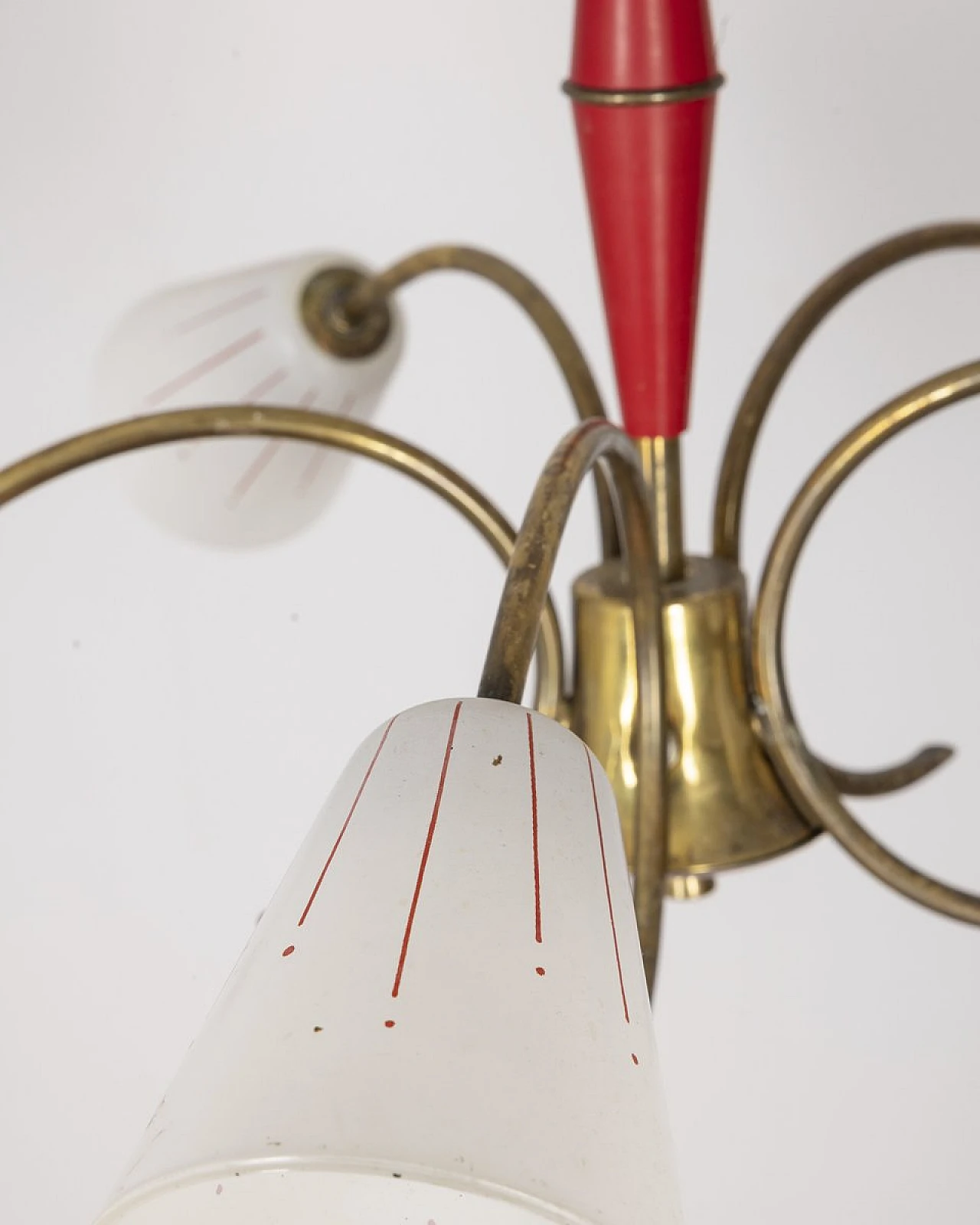 Vintage Italian Pendant Light in Red Metal and Glass, 1960s 3