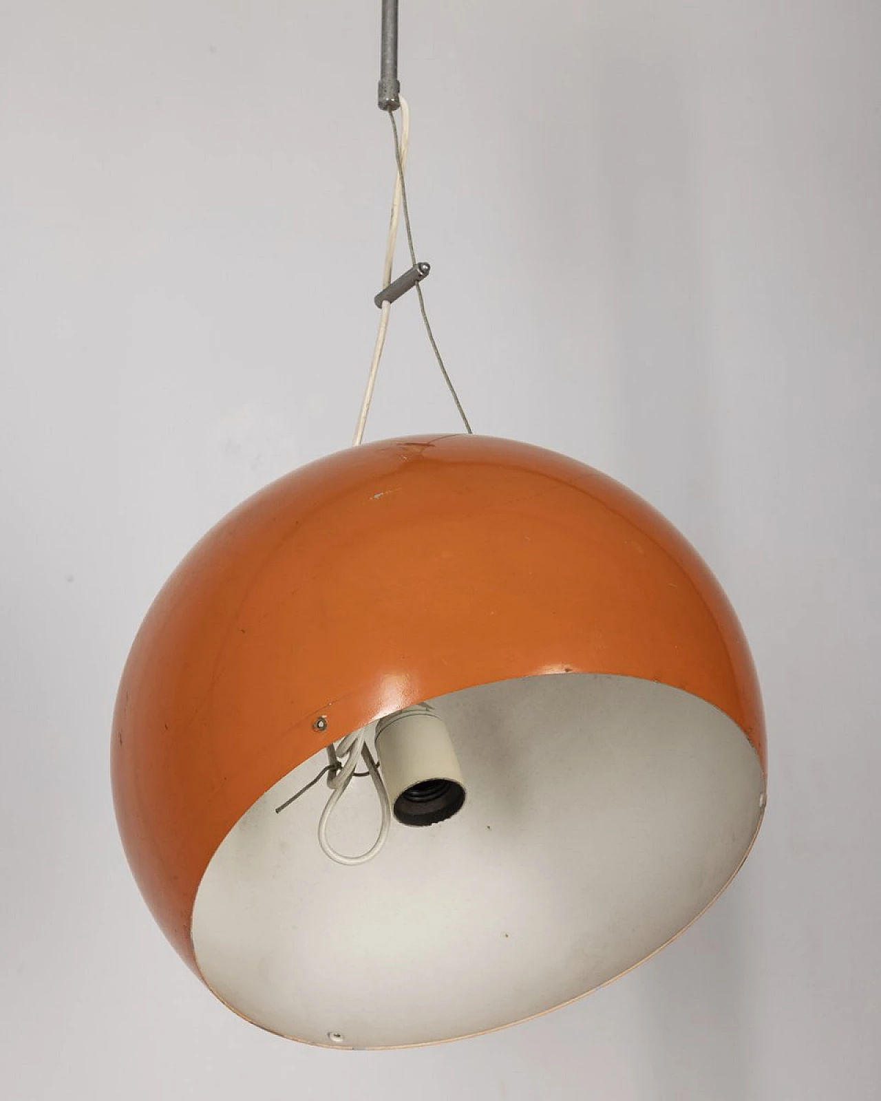 Lampada da soffitto vintage in metallo arancione, Italia, anni '70 4