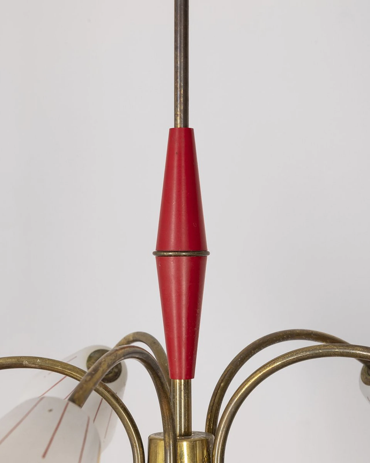 Vintage Italian Pendant Light in Red Metal and Glass, 1960s 8