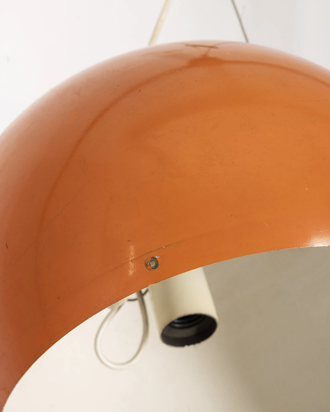 Lampada da soffitto vintage in metallo arancione, Italia, anni '70 10