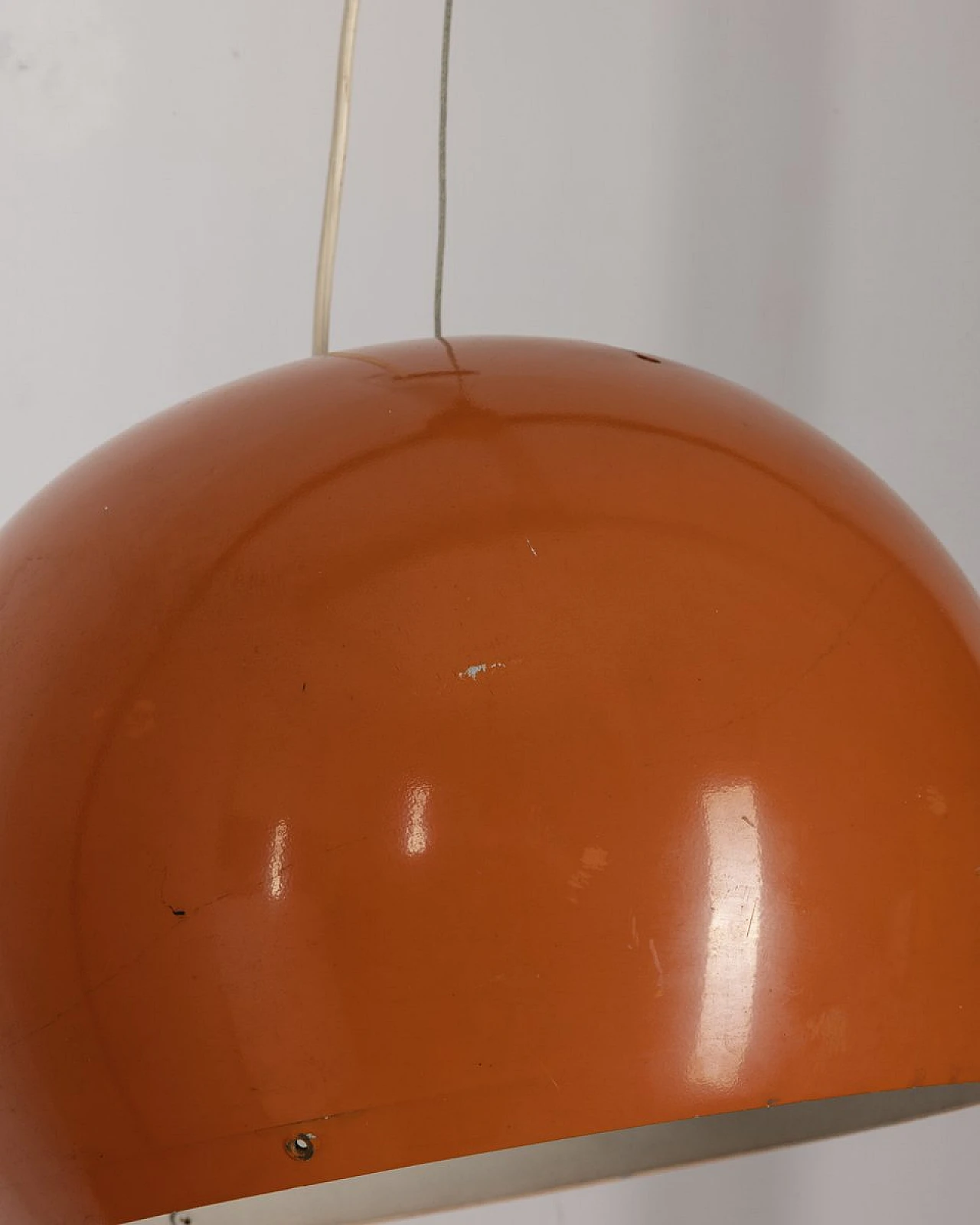 Lampada da soffitto vintage in metallo arancione, Italia, anni '70 11