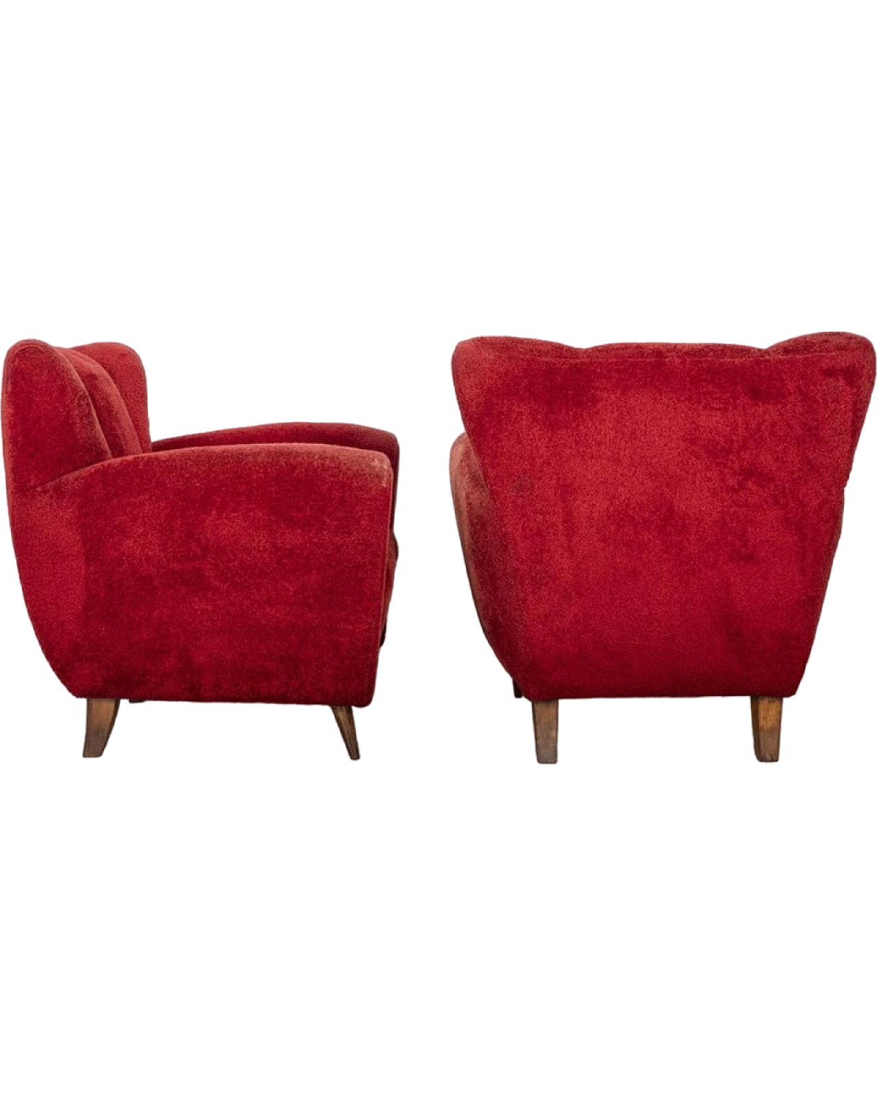 Vintage Italian Armchairs in Red Fabric, 1950s, Set of 2 11