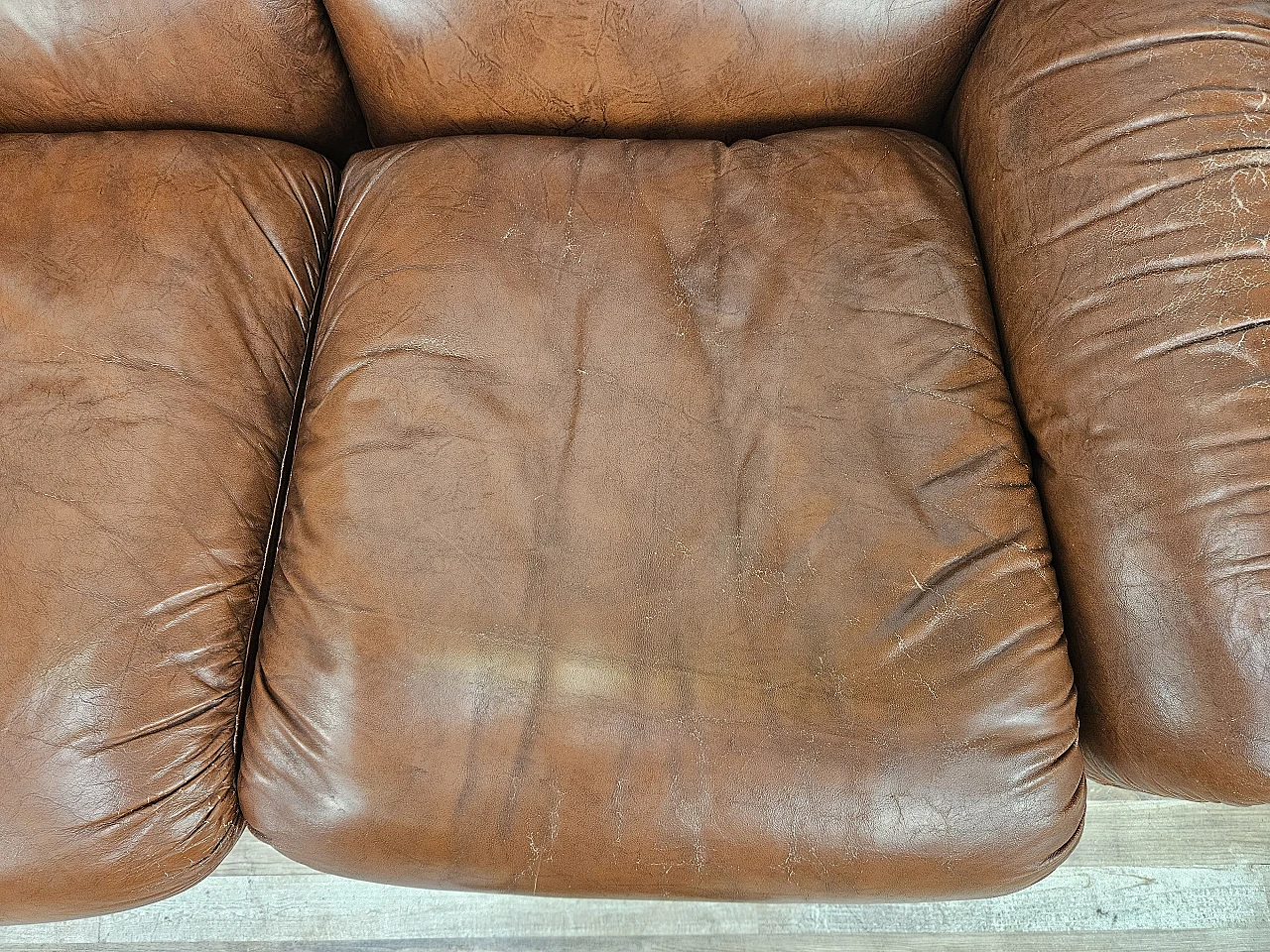 Brown leather club sofa,  1970s 10