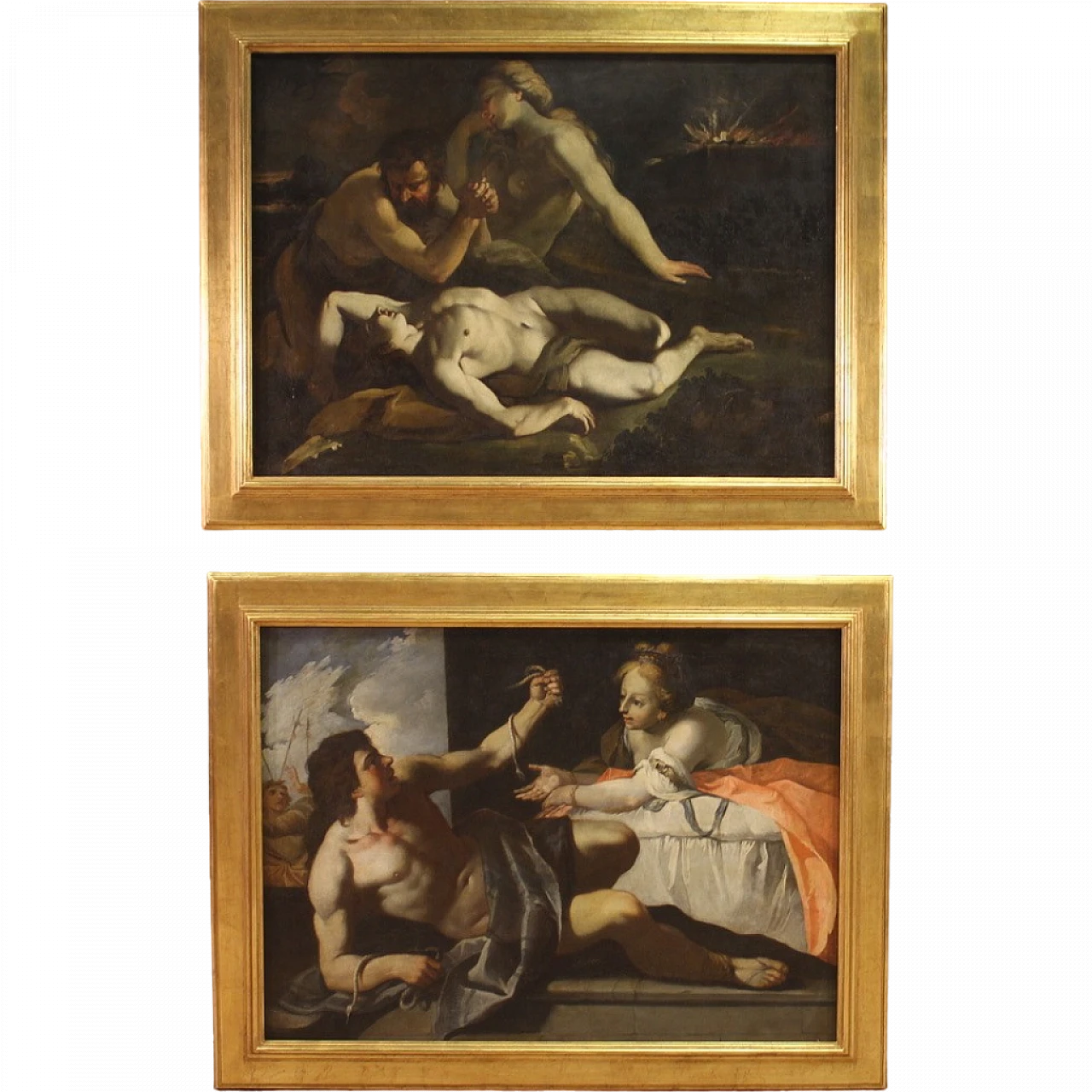 Pair of biblical scenes, oil paintings, half of 17th century 16