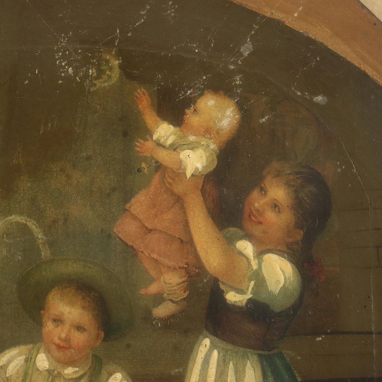 French School, The Soap Bubbles, oil on metal plate, 19th century 5