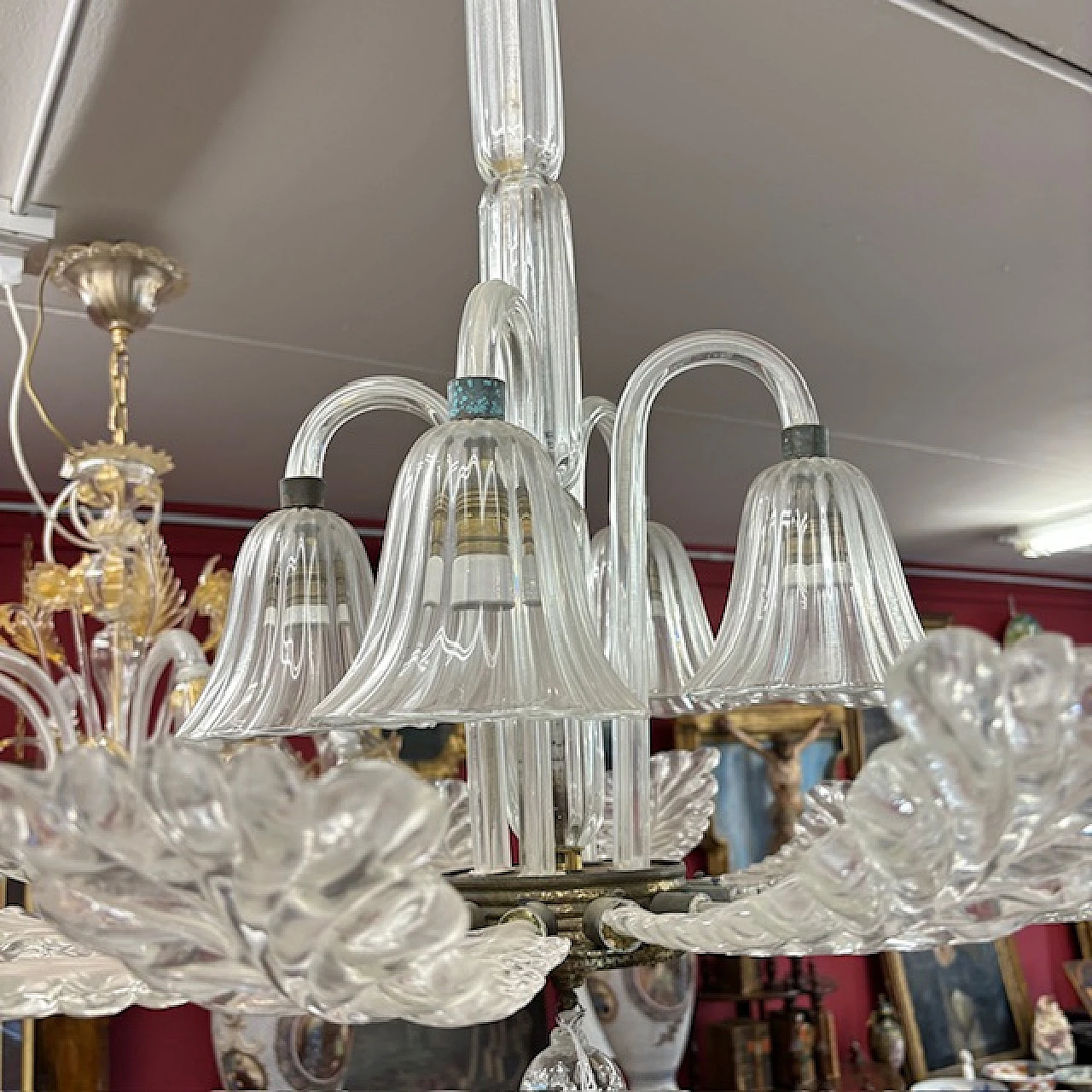 Ercole Barovier  Art Deco chandelier hadmade glass,  1930s 5