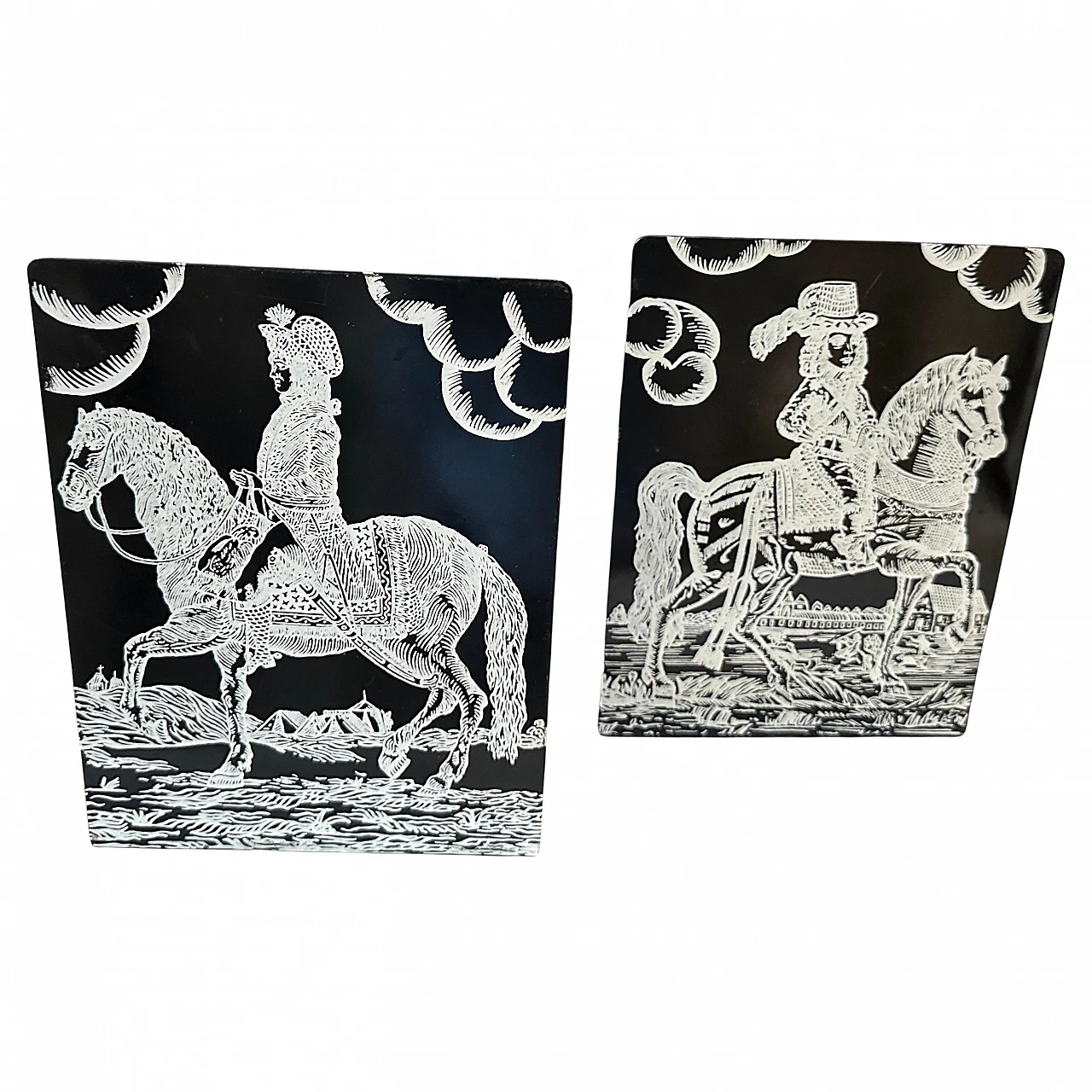 Pair of metal bookends by Piero Fornasetti, 1950s 1