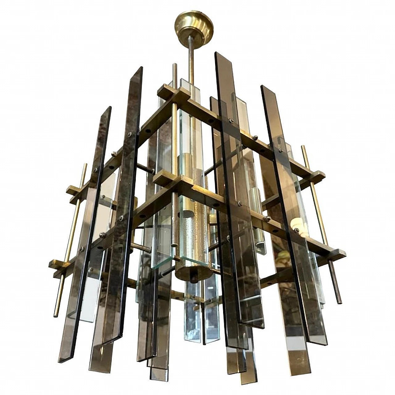 Square chandelier in Sciolari style, 1970s 1