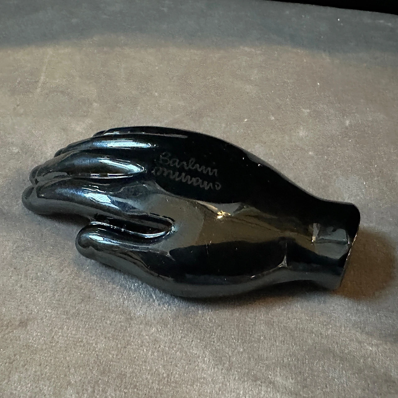 Black Murano glass paperweight by Alfredo Barbini, 1990s 7