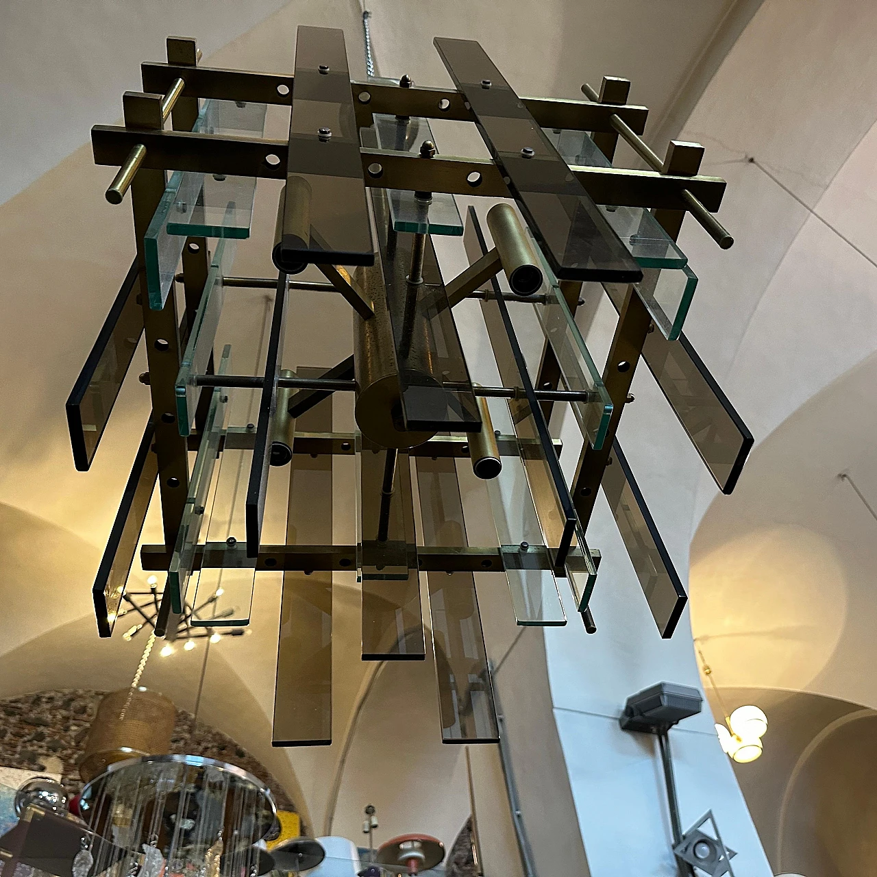 Square chandelier in Sciolari style, 1970s 14