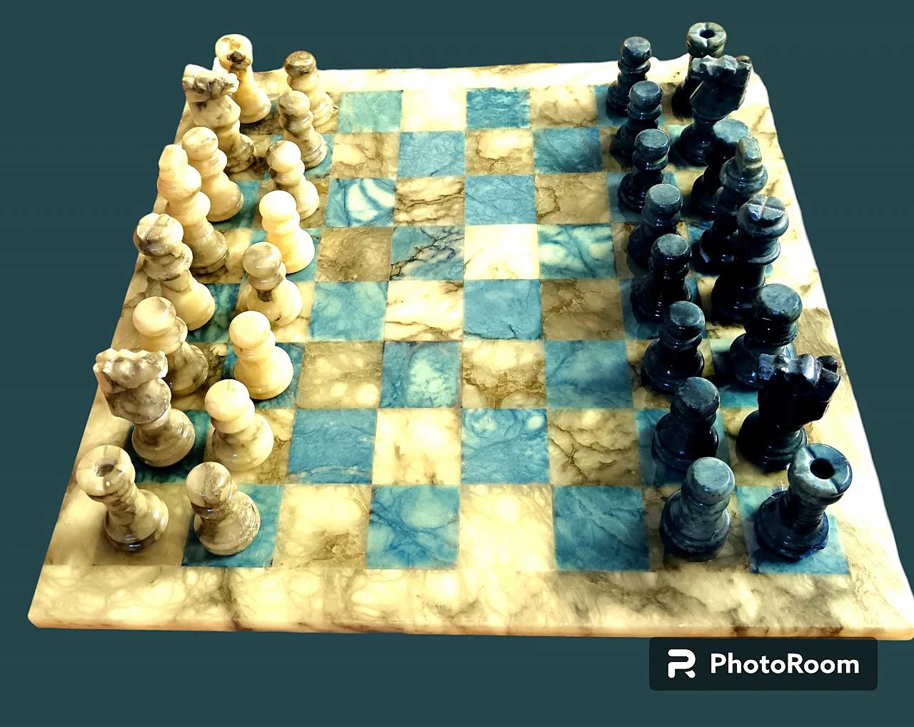 Chessboard in blue alabaster, '900 3