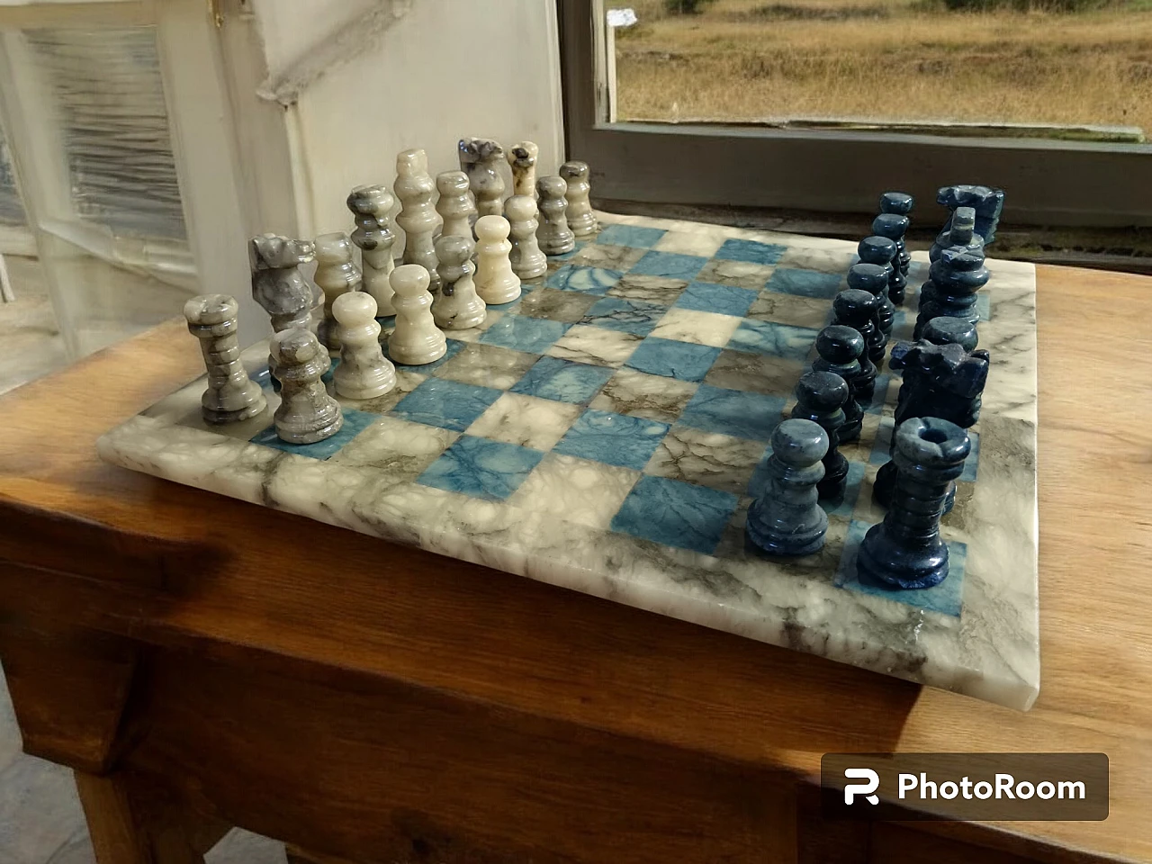 Chessboard in blue alabaster, '900 4