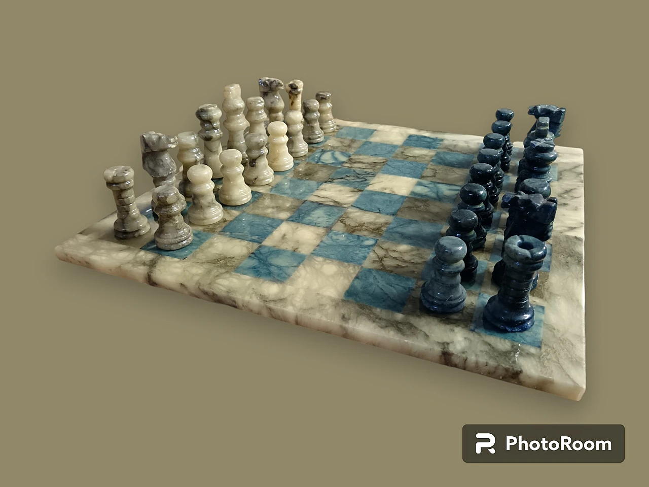 Chessboard in blue alabaster, '900 5