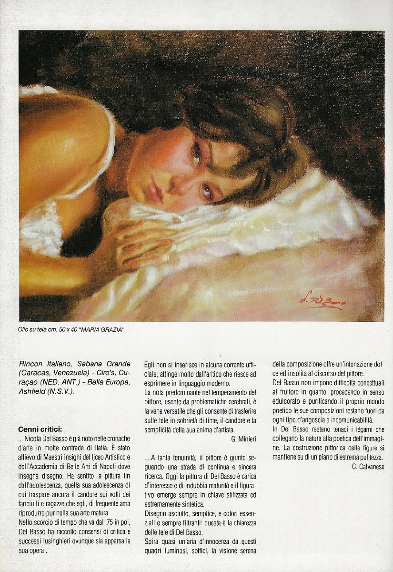 Ritratto di donna, olio su tela di Nicola Del Basso, anni '80 6