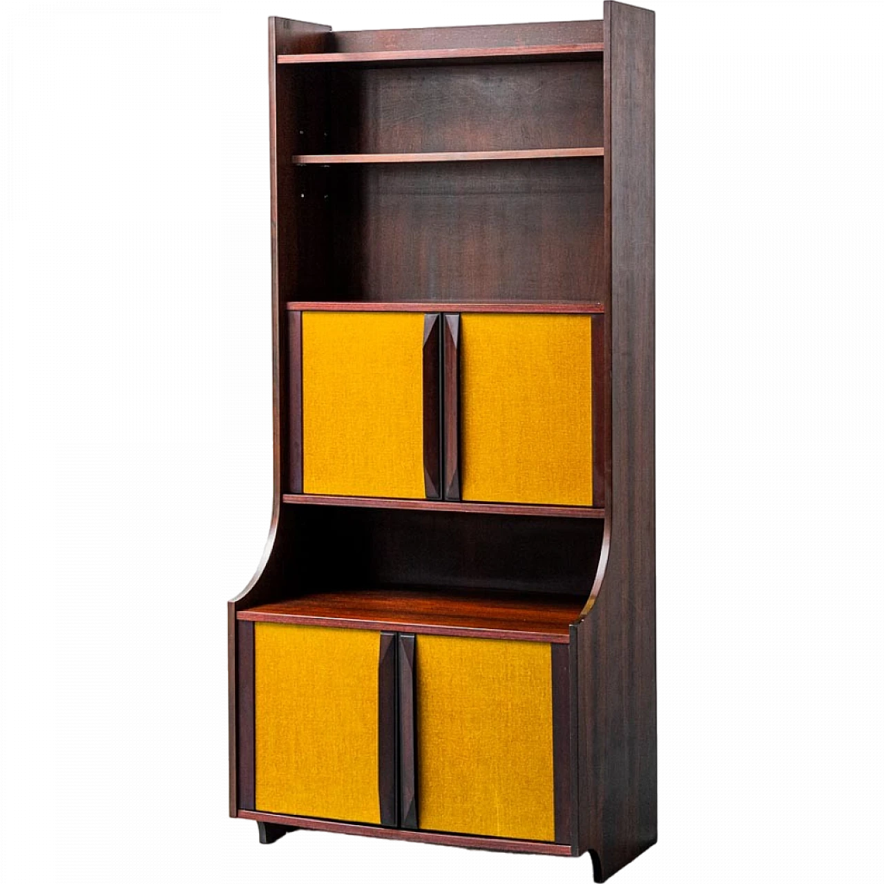 Bookcase cabinet in wood and fabric, 1960s 13