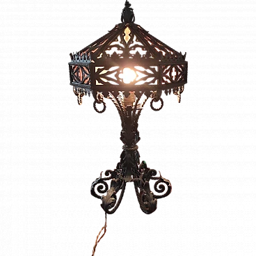 Wrought iron table lamp, early 1900s