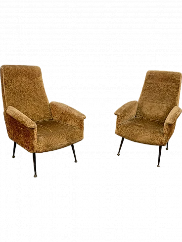 Pair armchairs with metal legs, 50s