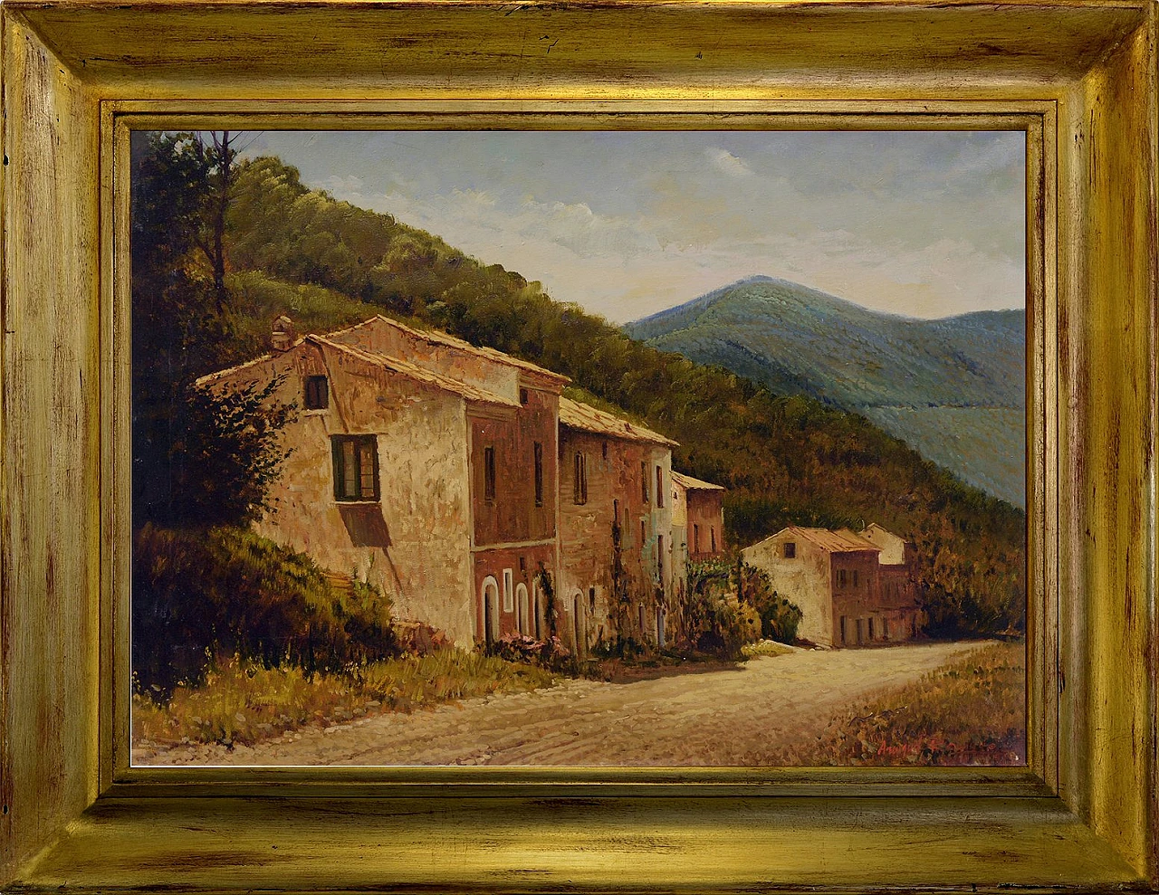 Paesaggio di campagna, olio su tela di Armando Romano, anni '80 1