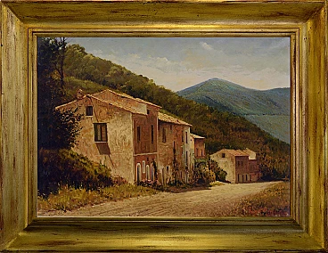 Paesaggio di campagna, olio su tela di Armando Romano, anni '80