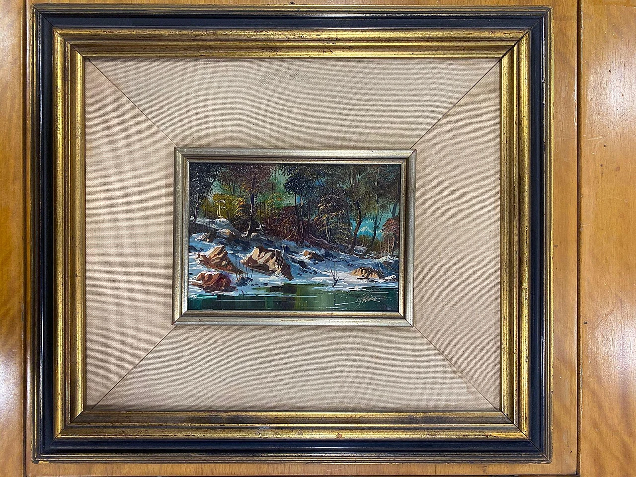 Paesaggio, olio su rame di Manlio Favaro, anni '80 1