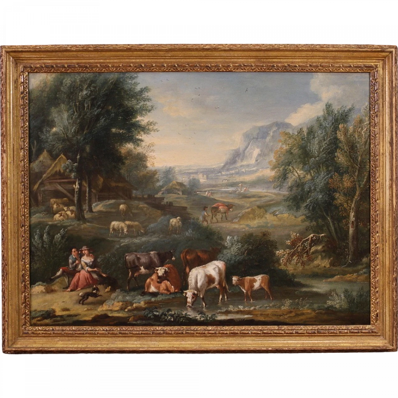 Refined bucolic landscape painting from the 18th century 16