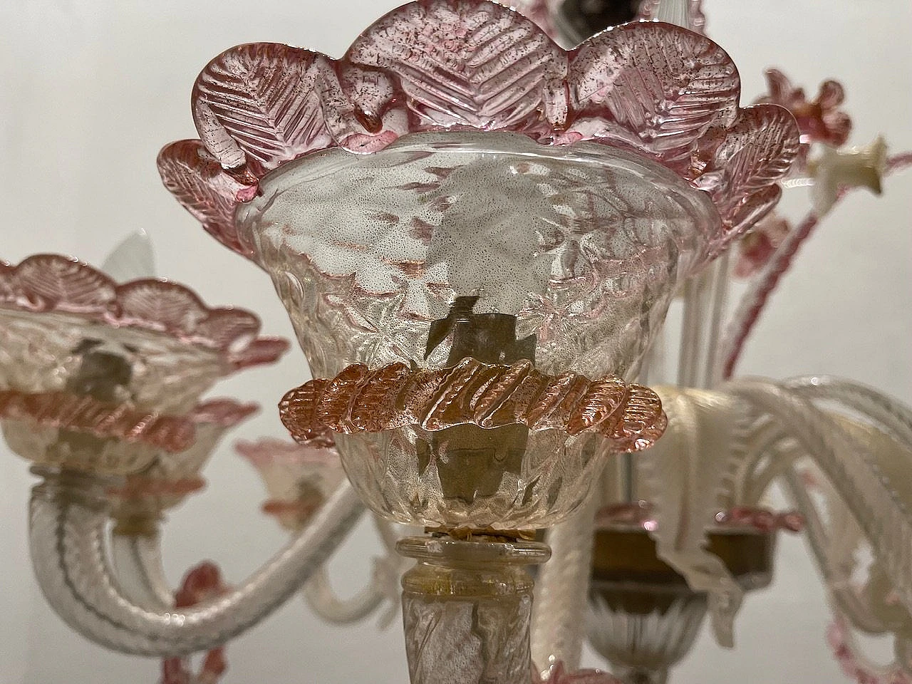 Venetian Pink Murano Glass Chandelier, 60s 6