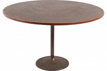 Scandinavian Modern Coffee Table with Inlaid Copper, 1960s