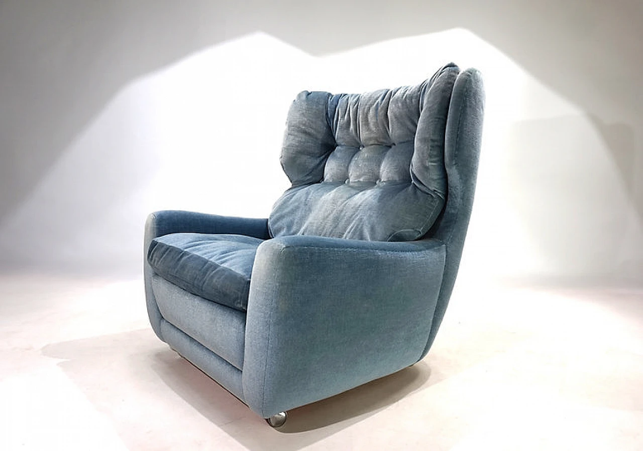 Sedia in mohair Carl Straub blu ghiaccio, anni '60 2