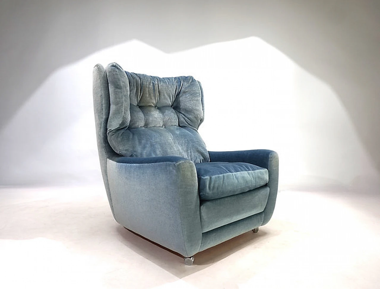 Sedia in mohair Carl Straub blu ghiaccio, anni '60 7