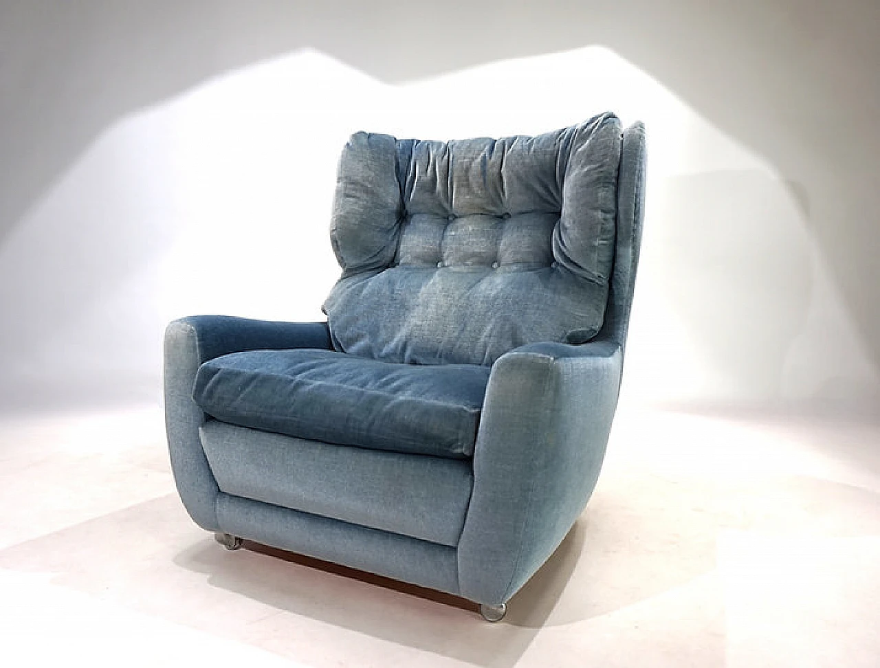 Sedia in mohair Carl Straub blu ghiaccio, anni '60 9